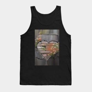 Heart on the Wall with Growing and Blossoming Flowers Tank Top